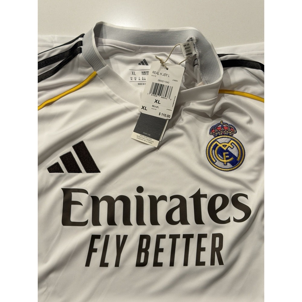 Adidas Real Madrid 24/25 Home Jersey Long Sleeve Mens XL White JN8884 NWT - Picture 9 of 14